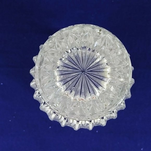 Vase Pressed Glass Diamond Cut Frosted Ridge Pattern Scalloped Rim 8.25" Tall - Picture 9 of 10